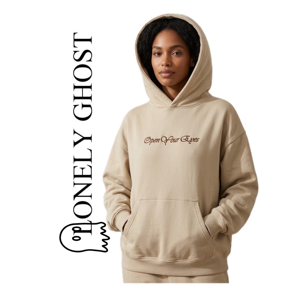Lonely Ghost Open Your Eyes The Universe Is Magic Hoodie Tan Beige XL Sweatshirt